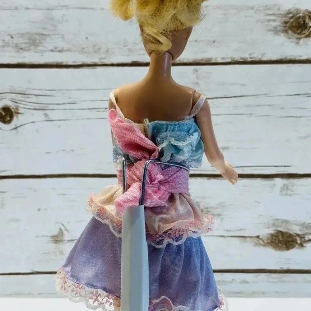MATTEL BARBIE Disney Doll Blond Hair Blue Eyes Layered Dress 12